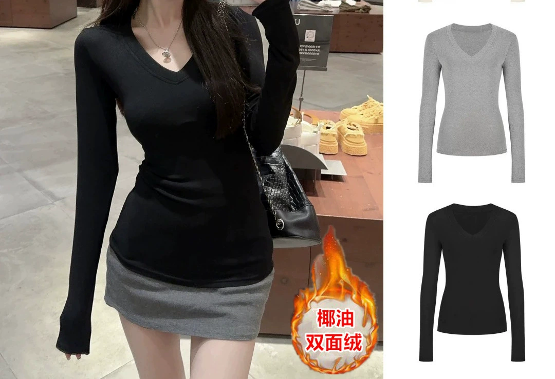 Двусторонний бархат с кокосовым маслом теплый воротник с длинными рукавами