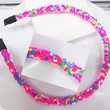 跨境欧美热销时尚新款发箍甜甜圈糖果色头箍少女百搭奶油钻管头饰