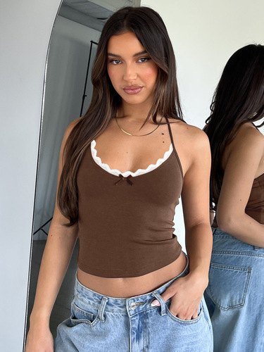 Amazon neck lace splicing vest European and American women's clothing Y2K pure desire to expose navel bm suspender sexy sleeveless top