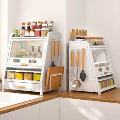 Kitchen spice rack, home countertop spice holder, oil, salt, sauce, vinegar storage rack, multi-functional spice box