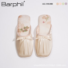 Barphilさん布芸包頭半スリッパ夏家室内2025新型優しいアンドロメダ平底フランス