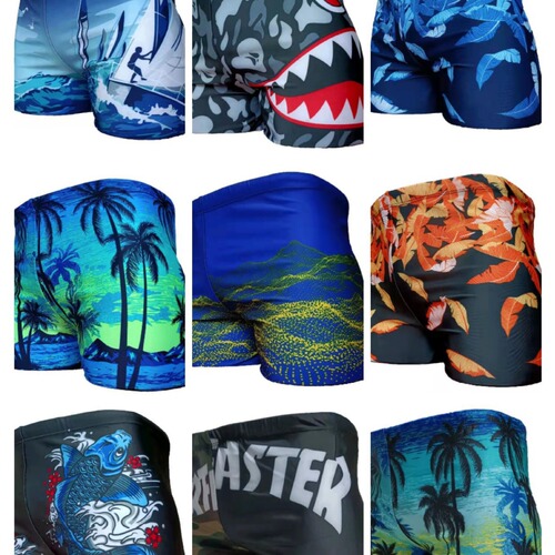 Men's swim trunks with waist tie, suitable for men's hot spring swimming, elastic, large and fast-drying, comfortable swim trunks