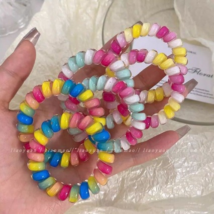 Rainbow-Colored Telephone Wire Hair Ties Wholesale Japanese-Style Gradient Jelly Fresh Sweet Hair Ropes Hair Bands Elastic Bands Rainbow-Colored Telephone Wire Hair Ties Wholesale Japanese-Style Gradient Jelly Fresh Sweet Hair Ropes Hair Bands Elastic Bands