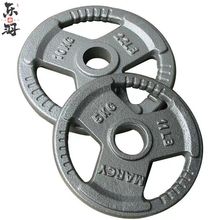 大小孔纯铁烤漆三孔手抓杠铃杆健身房举重家用健身三孔烤漆杠铃片