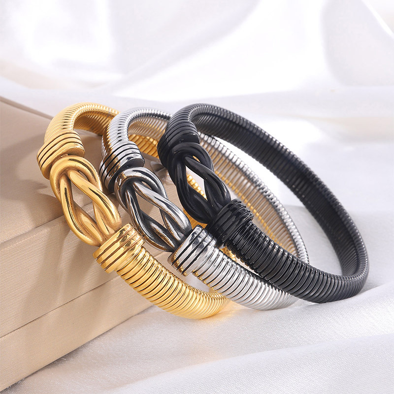 Nuevo pulsera elástica de acero inoxidable para hombres Oh cadena de garganta punk titanio pulsera de acero forjado retro 8 pulsera de botón