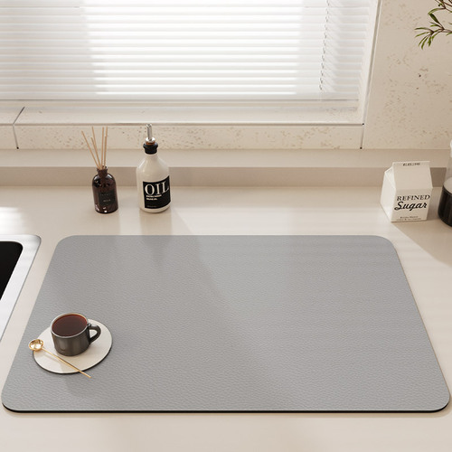 Cross-border technology leather kitchen absorbent mat countertop storage drain mat wipeable no-wash coffee machine mat non-slip drying mat