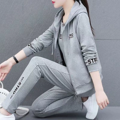 Повседневный спортивный костюм, Женская Осенняя тонкая Толстовка 2023, жилет-тройка с капюшоном, куртка для бега, женская мода