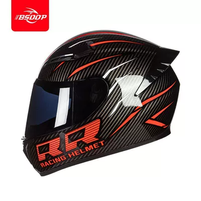 Universal, Personalized Motorcycle Riding Full-Cover, Motosiklet dəbilqələri - m55-56cm-black-and-red-double-r-brown-lenses