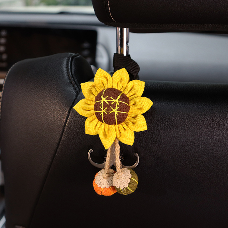 Doble gancho montado en automóviles, asiento de automóvil trasero, flores lindas, gancho de metal multifuncional, accesorios para automóviles, buenas cosas prácticas