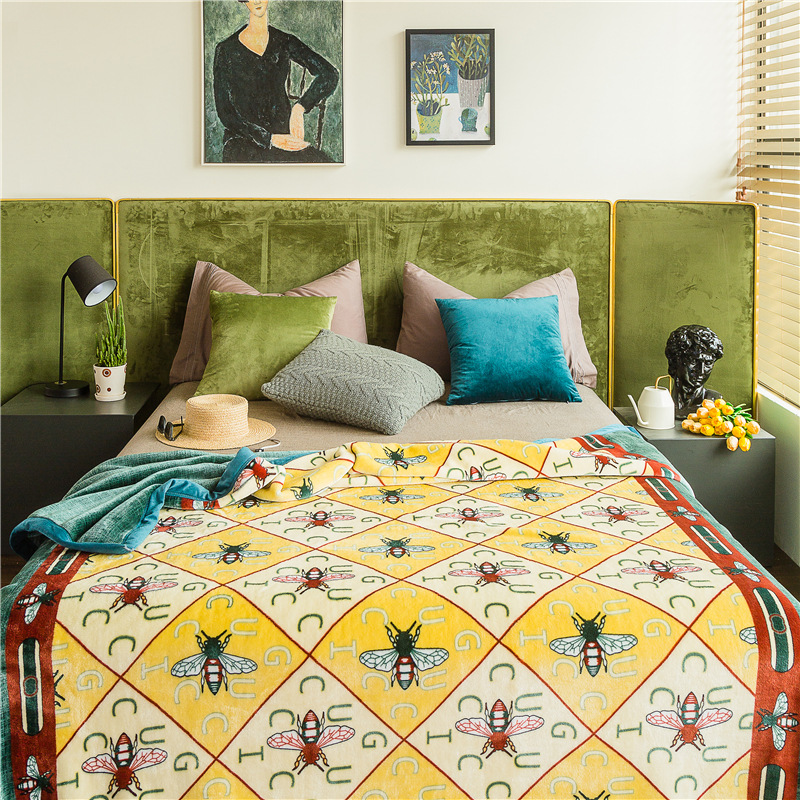 Manta de franela de lujo ligero un suministro de transmisión en vivo transfronterizo de Ding engrosada manta antiestática de vellón de coral de doble capa