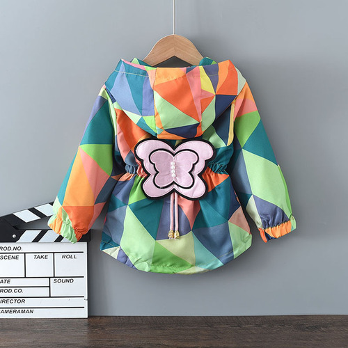 Girls' autumn coat foreign trade new European and American style medium and large children's spring and autumn thin spliced ​​tops children's windbreaker