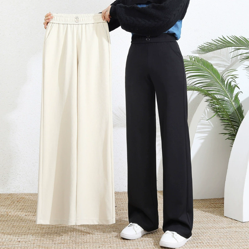 Модные прямые брюки в стиле мам с завышенной талией, Четырехсторонние эластичные брюки, женские брюки на раннюю осень, с высокой талией, для женщин среднего и пожилого возраста, осенне-зимние свободные