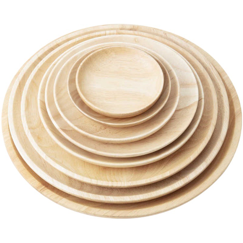 Placa de madera maciza de estilo japonés bandeja de plato redondo pastel plato de pan plato de fruta redondo salsa de inmersión de madera plato bandeja de té restaurante comercial