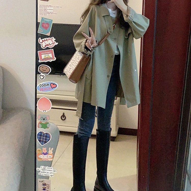 高级感小个子风衣外套韩系2025新款春秋爆款独特超好看女中长外套|undefined
