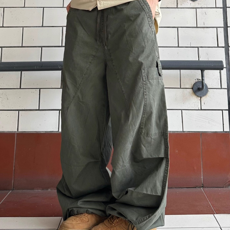 Cross-Border Japanese Retro Washed Distressed Straight-Leg Jogger Slim-Fit Lumberjack Paratrooper Pants with Multiple Pockets Cargo Pants for Men and Women