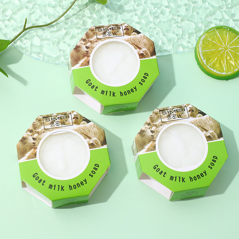 【Simsilk】 Goat milk honey essential oil soap, octagonal handmade soap, cleansing and moisturizing, 100g 