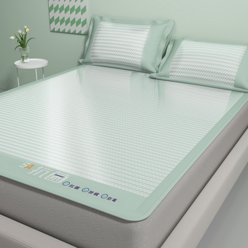 Un juego de sábanas de seda de hielo de clase de tres piezas fresco verano 2025 nueva funda protectora de colchón de verano sábana funda de cama