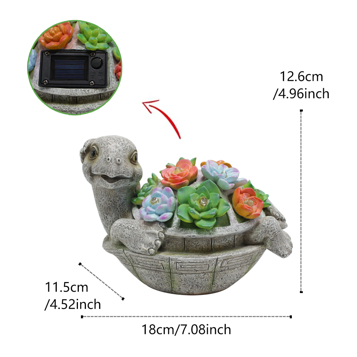  American resin crafts lawn courtyard fleshy turtle decorative lights solar lights outdoor garden ornaments