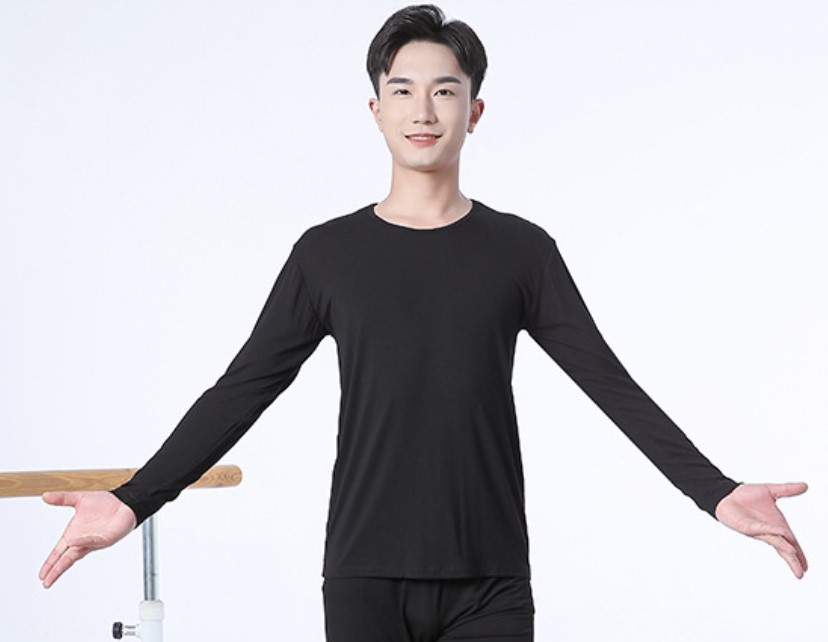 Black Round Neck Long Sleeve Top