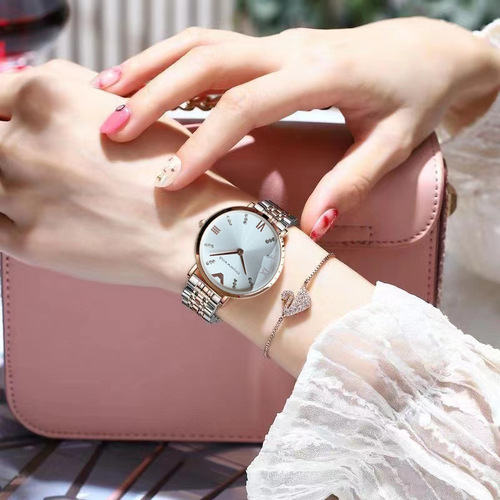 New Rice Xi Kai Yue Starry Sky Women's Watch, High-End Steel Strap, Ultra-Thin, Fashionable Student Waterproof Quartz Watch