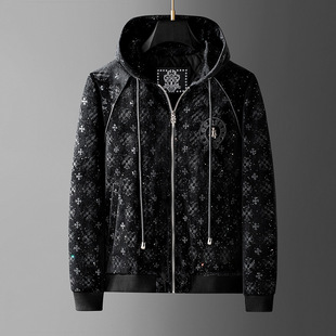 European Station Dark Flower High-end Hooded Cotton Jacket Men's Fashionable 2024 Autumn and Winter New Embroidered Men's Cotton-padded Jacket