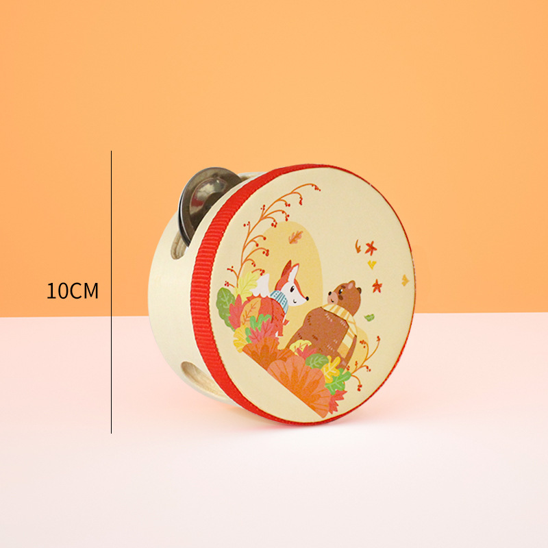 Instrumento de percusión Orff Xinjiang danza kindergarten enseñanza ayuda raqueta de mano tambor de campana de 4 pulgadas juguete para niños tambor de 10cm