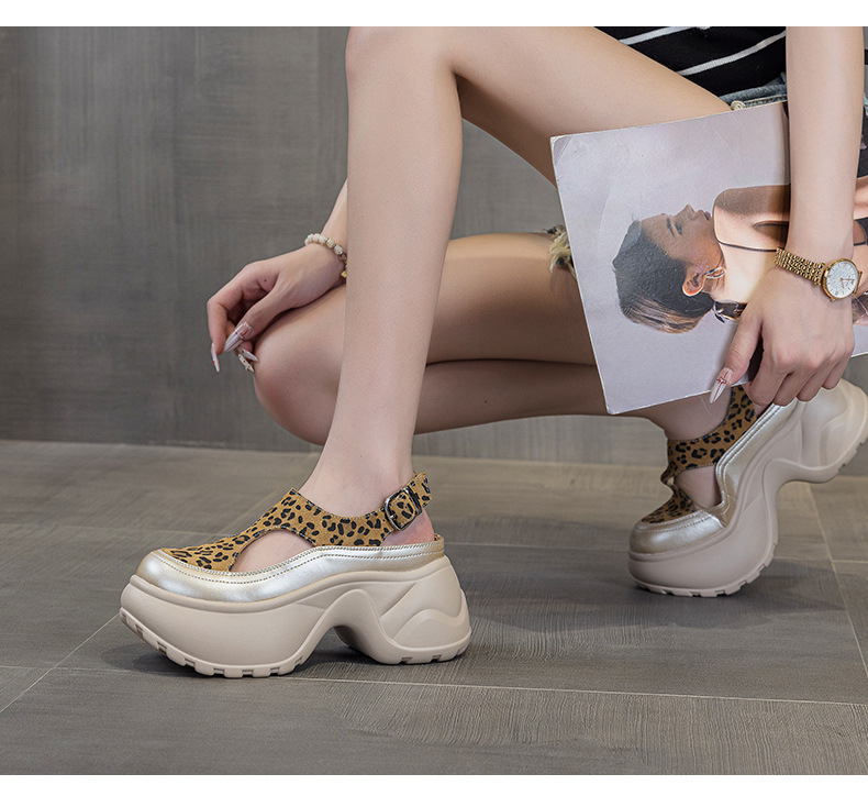 Sandal nữ đế dày mũi bít phong cách La Mã — M2897 xanh lá, M2897 bạc, M2897 màu mơ, M2897 màu da báo chi tiết 18