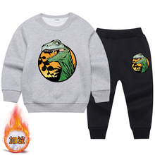 中小童卫衣加绒套装儿童秋冬季新款潮男童纯棉加厚外套长裤两件套