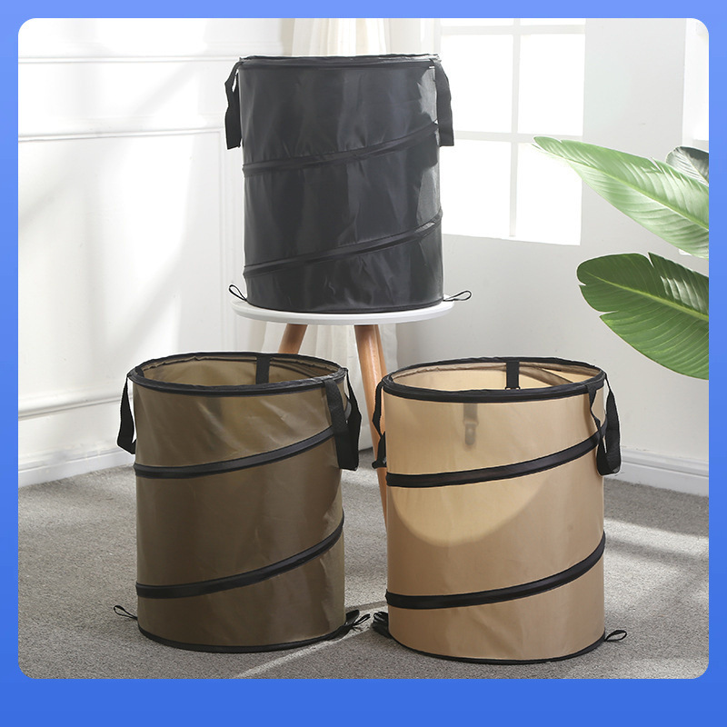 ✅ New Foldable Oxford Cloth Garden Bucket Pop-Up Trash Can Portable Car Outdoor Trash Can with Clip