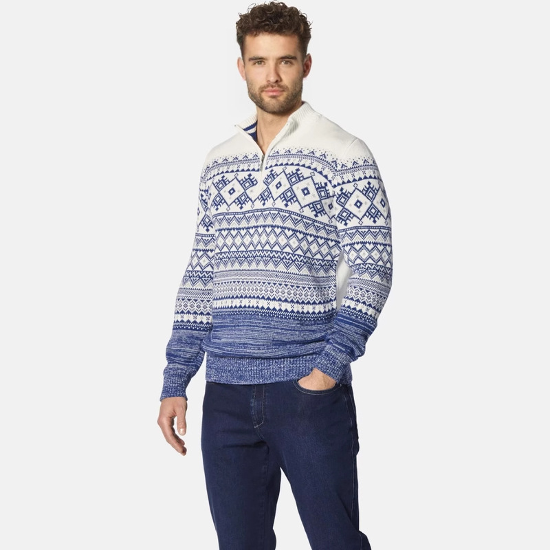 Customized Men's Holiday Jacquard Sweater Amazon Best Selling Men's Round Neck Pullover