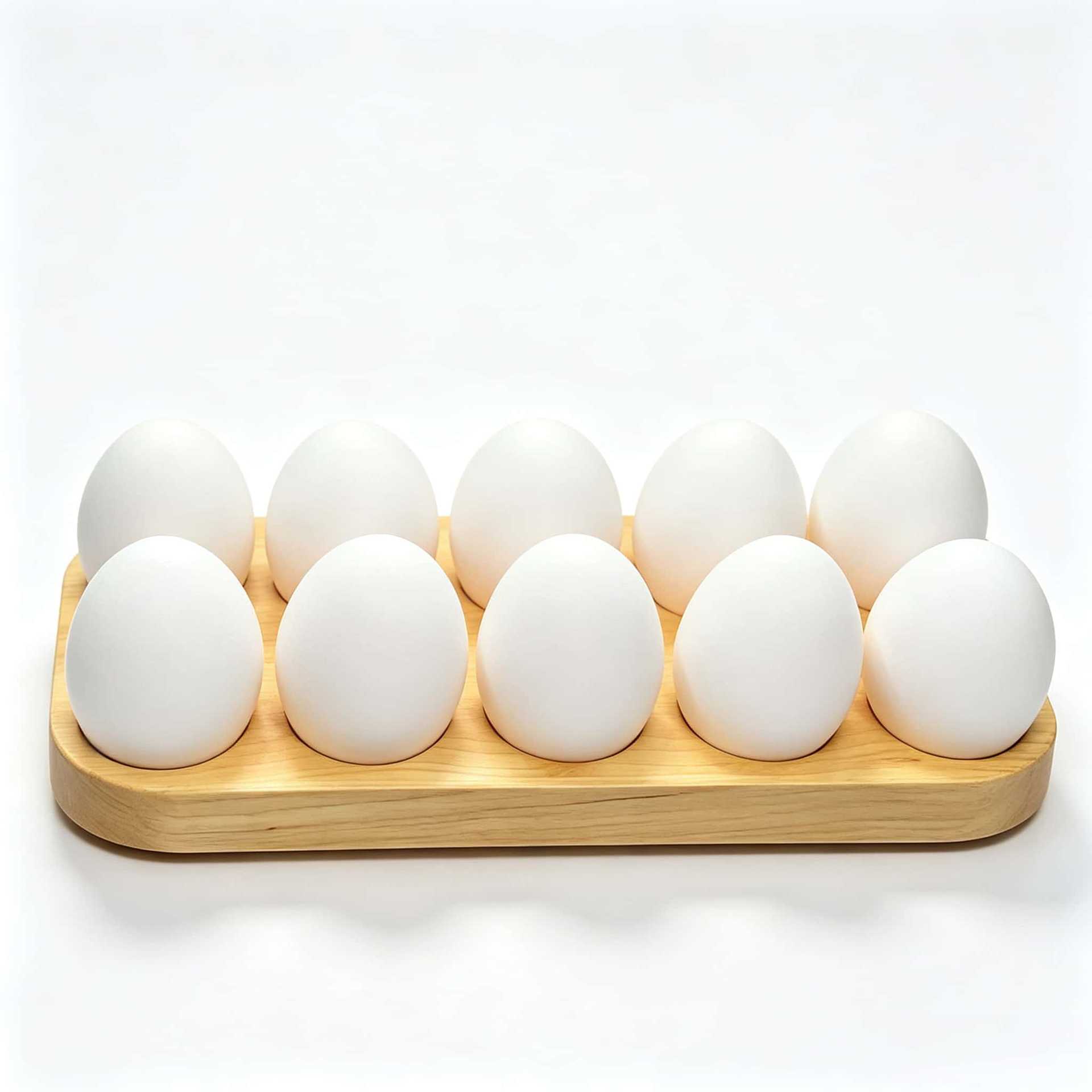 Wooden egg tray, household wooden egg rack, ten-compartment egg display tray, kitchen countertop egg storage tray