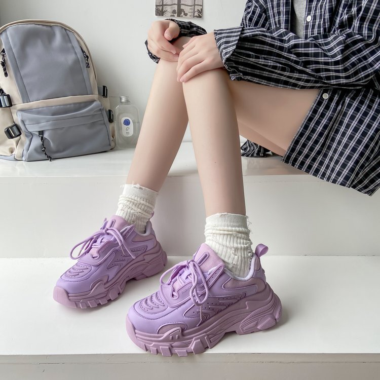 2022 Spring Dad Shoes Ins Trbottomy Korean Fashion Popular Casual Shoes Women's Thick-Soled Sports Shoes Wholesale Trbottomy