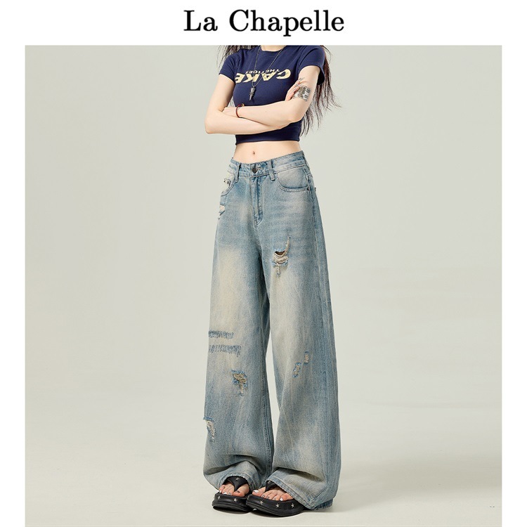 Blue Low-Waist Wide-Leg Jeans for Women, Summer Thin Style, 2025 Trendy New Loose Fit, Slimming Straight-Leg Ripped Pants Blue Low-Waist Wide-Leg Jeans for Women, Summer Thin Style, 2025 Trendy New Loose Fit, Slimming Straight-Leg Ripped Pants