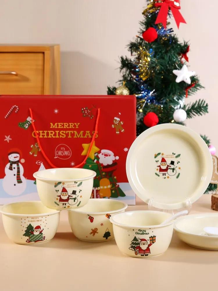 Cerámica de Navidad regalos platos de cerámica creativos conjuntos de platos de cerámica regalos de impresión de logotipo bol
