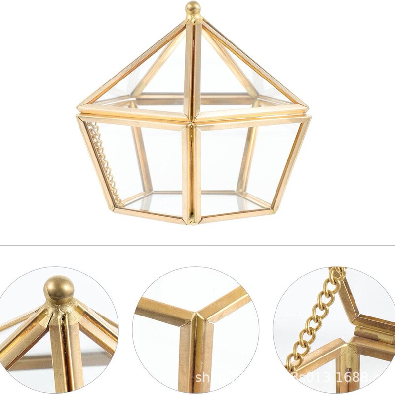 Glass Jewelry Box Jewelry Storage Box European Retro Ring Box Flower Room Display Stand Metal Frame Flower Frame Glass Jewelry Box Jewelry Storage Box European Retro Ring Box Flower Room Display Stand Metal Frame Flower Frame