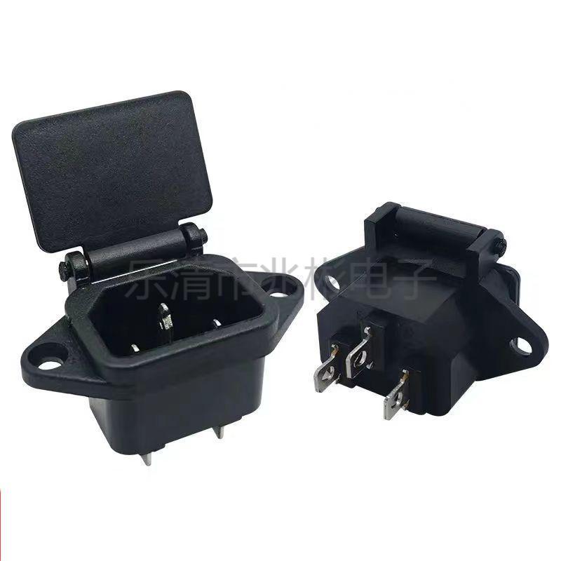 防尘型电源插座AC-04A三芯电源插座 三脚固定带耳AC品字电源插座