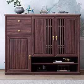 新中式乌金木实木鞋柜客厅家用高端大容量入户靠墙多层储物收纳柜