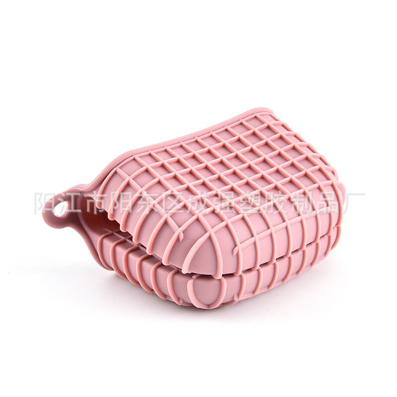 Clip de mano aislado Guantes antiquemaduras de silicona a cuadros para hornear horno microondas bandeja de horno clip antideslizante guantes de clip de mano antiquemaduras