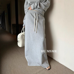 HUMSMR秋上新休闲百搭抽绳松紧腰卫裙半身裙D1913