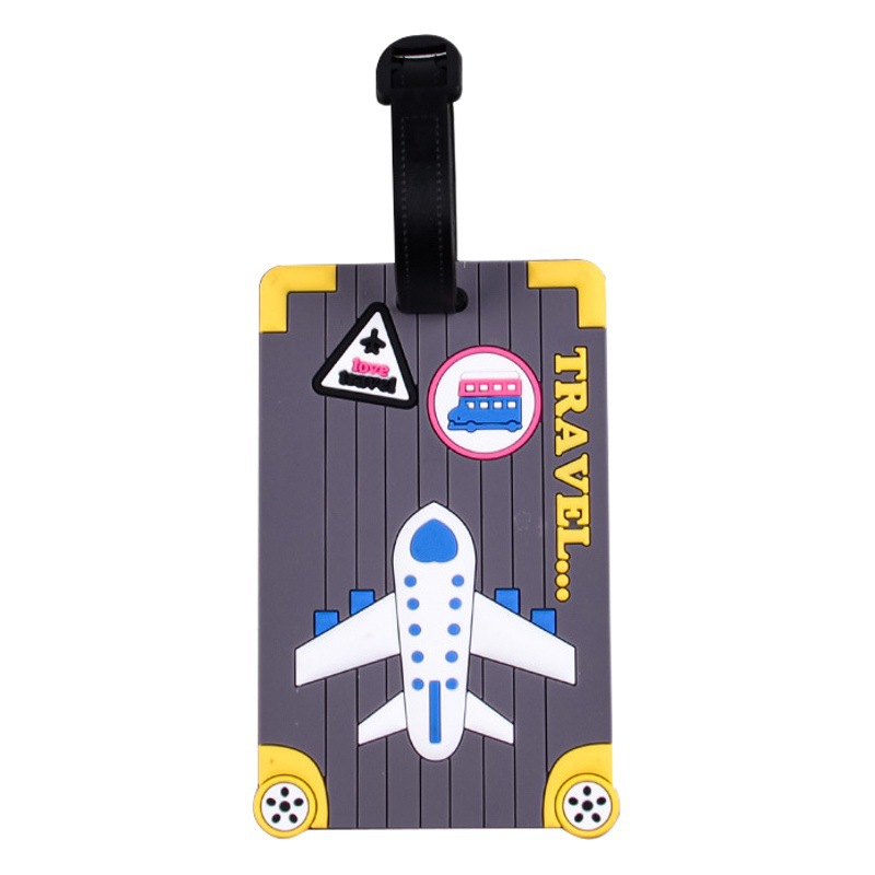New creative PVC luggage tag cartoon plane boarding pass soft rubber environmental protection work Tag bus card set Wholesale