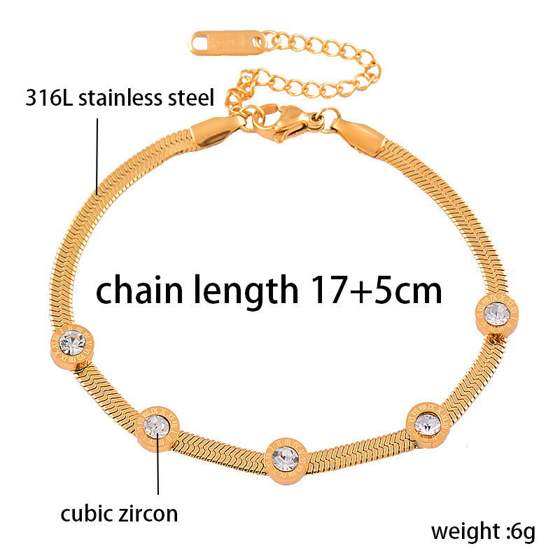 Fashion Geometric Titanium Steel Inlay Zircon Bracelets 1 Piece