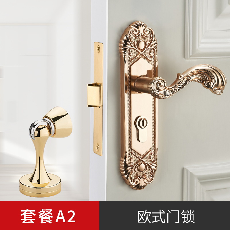 Evergrande PVD oro sola lengua mudo de madera cerradura de la puerta interior dormitorio Hogar Universal habitación puerta cerradura manija de la puerta
