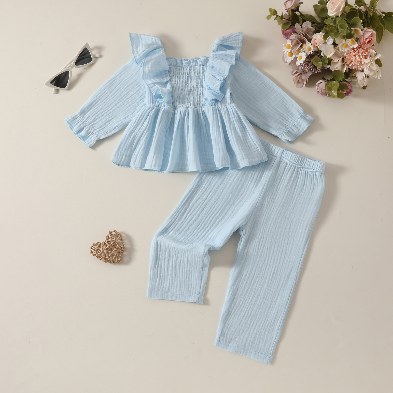 208g Weight Kids Clothing Sets Children's Clothing Type Long Sleeve Sleeve Length Cotton and Linen Fabric Type Pants Sets Sets Type 2 Pieces Set Quantity Casual, Daily Occasion Collarless Neckline Regular Fit Fit Type Solid Color Pattern Spring, Autumn Season Baby Girl'S, Girl'S Gender Simple Style Style Simple Style Solid Color Cotton And Linen Girls Clothing Sets 27