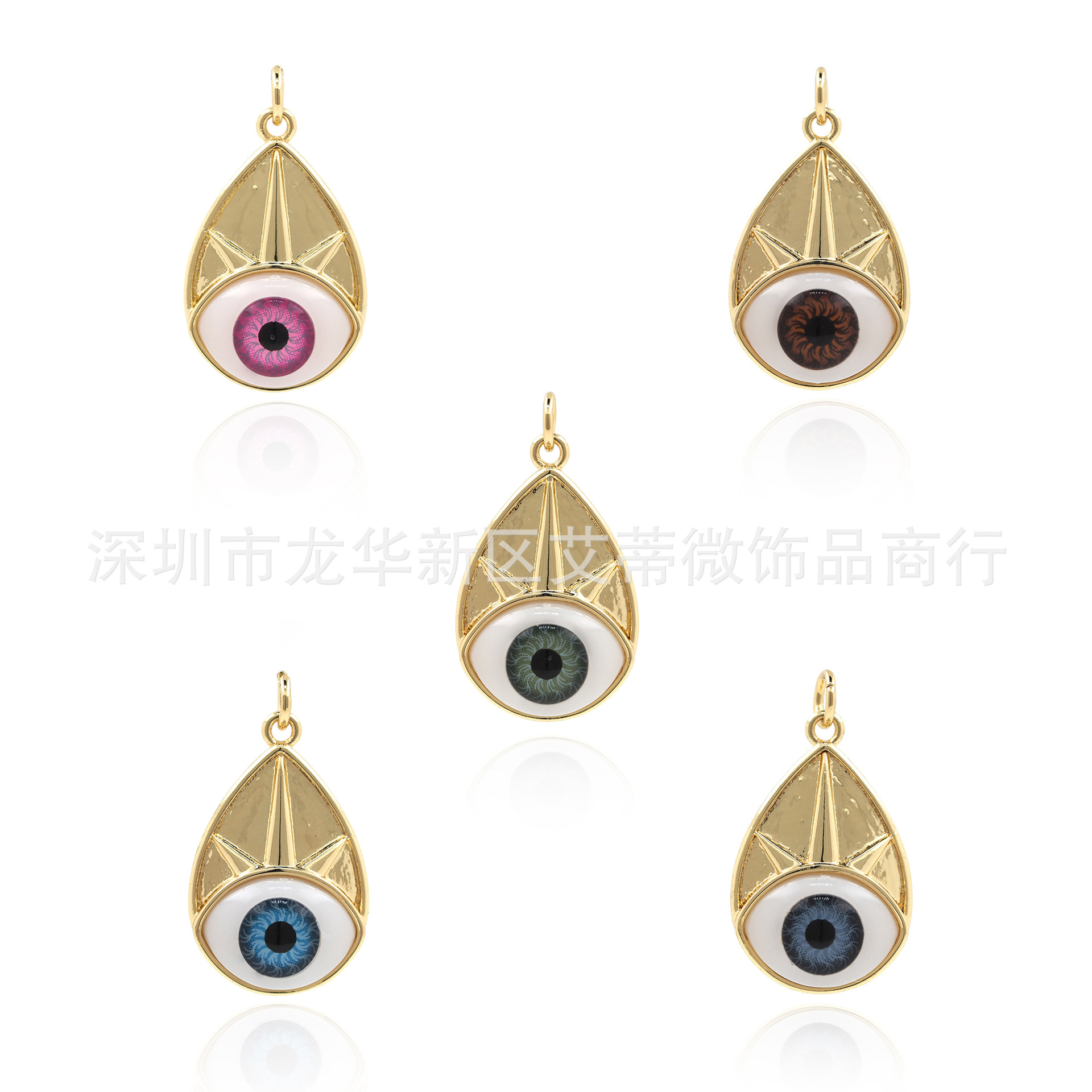 Copper pendant with zircon drop-shaped