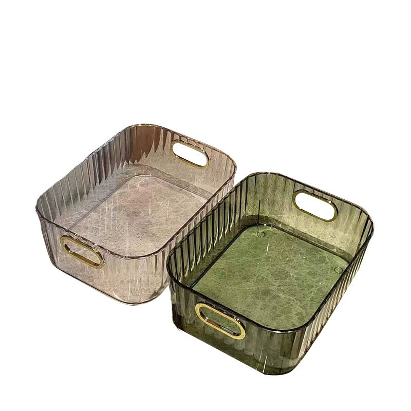 Desktop PET Storage Box (Yayli) — Transparent/Emerald, small–large sizes, handles