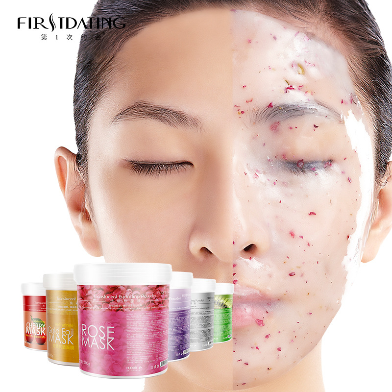 花渡玫瑰花瓣軟膜粉補水保濕透明水晶面膜粉提亮膚色美容院500g