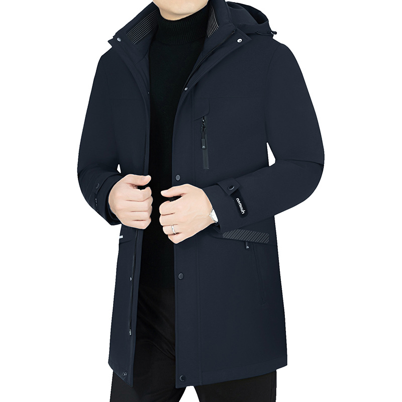 2024 chaqueta de plumón de ganso blanco de invierno gruesa y cálida chaqueta de longitud media con forro extraíble informal para hombres de mediana edad