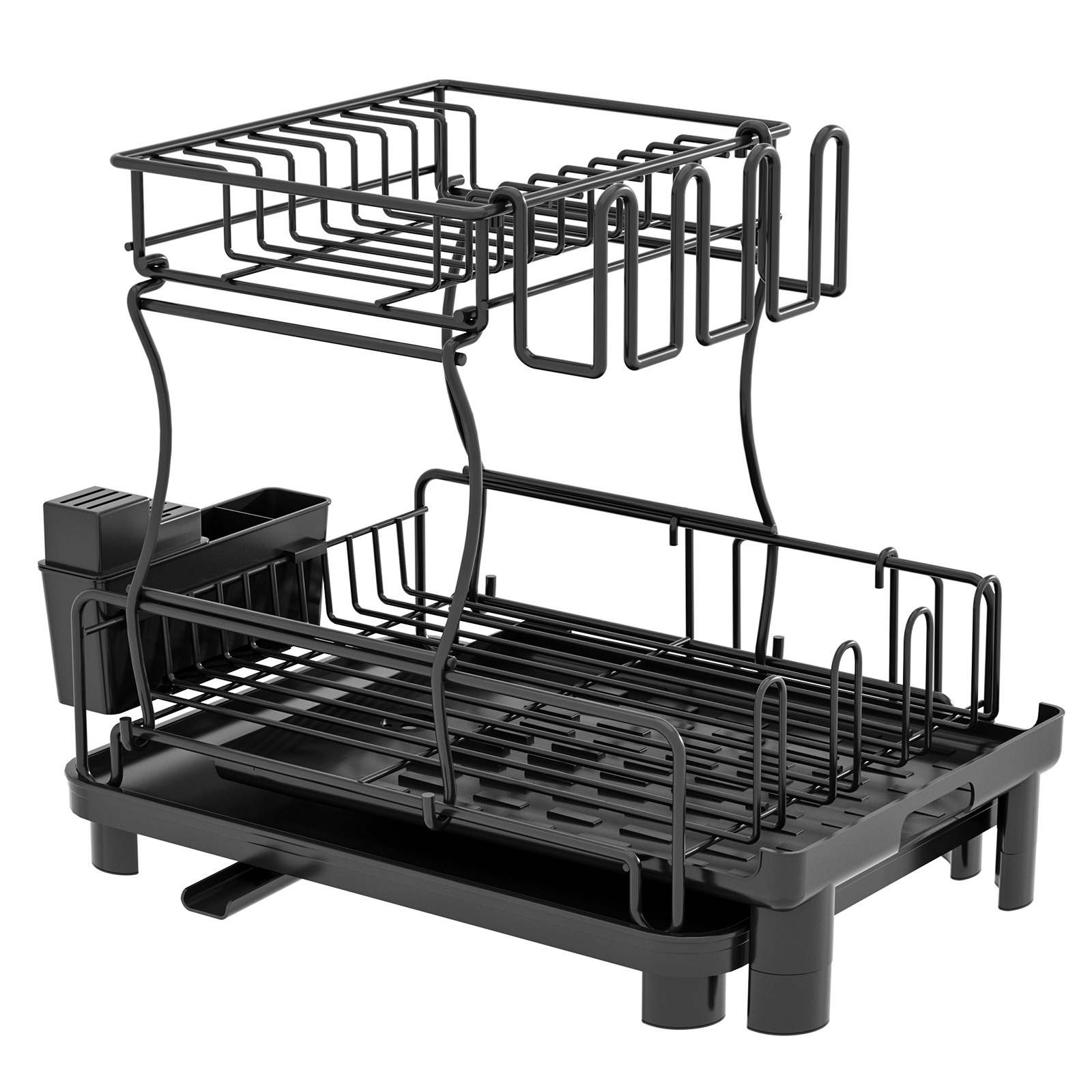 Amazon mesa doble capa drenaje rack de almacenamiento estante de platos retráctil estante de cocina para platos palillos cesta de drenaje