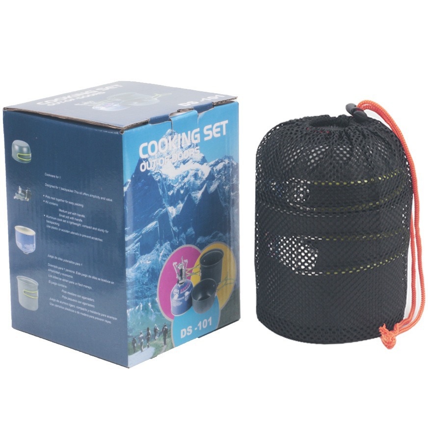 Juego de ollas para exteriores 1-2 personas, equipo de cocina portátil para camping DS-101, juego de ollas sencillo y rápido de 2 piezas