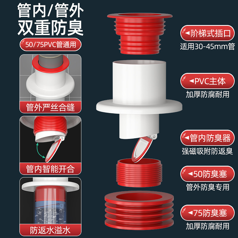 返品防止シールリング床漏れ防止厨房洗面器逆止弁排水下水管路封口蓋口神器|undefined